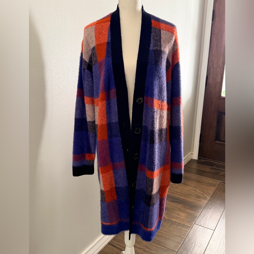 Ann Taylor Orange & Navy/Purple Duster Cardifan